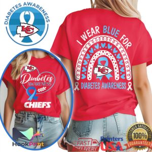 Kansas City Chiefs Diabetes Awareness Blue Ribbon Rainbow Shirt Kansas City Chiefs Diabetes Awareness Blue Ribbon Rainbow Shirt