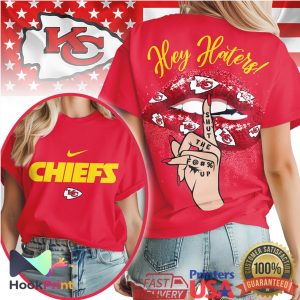 Kansas City Chiefs Hey Haters Shut Up Glitter Lips Nike Logo T Shirt