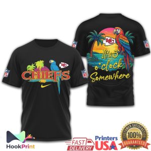 Kansas City Chiefs It’s 5 O’Clock Somewhere Tropical Parrot NFL T Shirt Kansas City Chiefs It’s 5 O’Clock Somewhere Tropical Parrot NFL T Shirt