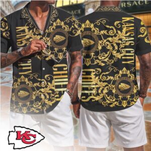 Kansas City Chiefs Luxury Gold Floral Baroque Print Summer Fashion For T Shirt Kansas City Chiefs Luxury Gold Floral Baroque Print Summer Fashion For T Shirt