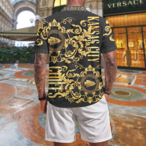 Kansas City Chiefs Luxury Gold Floral Baroque Print Summer Fashion For T Shirt