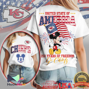 Kansas City Chiefs Mickey Mouse Patriotic USA Flag T Shirt