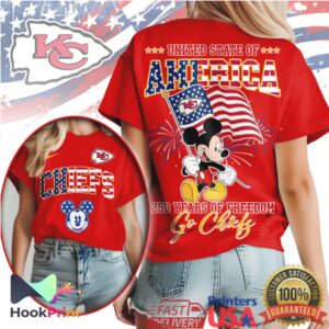 Kansas City Chiefs Mickey Mouse Patriotic USA Flag T Shirt