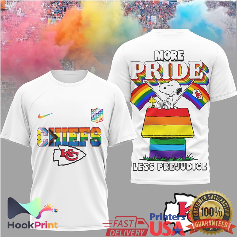 Kansas City Chiefs More Pride Less Prejudice Snoopy Rainbow 2026 T Shirt Kansas City Chiefs More Pride Less Prejudice Snoopy Rainbow 2026 T Shirt