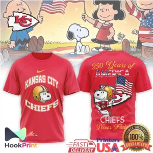 Kansas City Chiefs Snoopy 250 Years of America Patriotic NFL T Shirt
