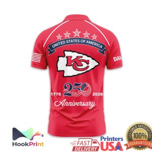 Kansas City Chiefs USA 250th Anniversary 1776 2026 Custom Name Polo Shirt
