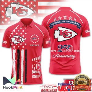 Kansas City Chiefs USA 250th Anniversary 1776 2026 Custom Name Polo Shirt