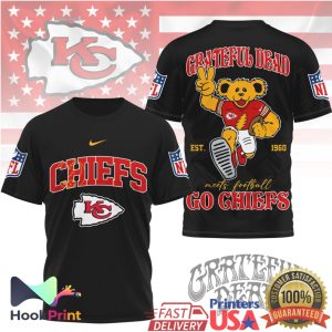 Kansas City Chiefs x Grateful Dead Dancing Bear NFL T Shirt Kansas City Chiefs x Grateful Dead Dancing Bear NFL T Shirt