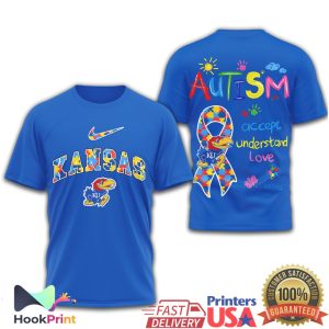 Kansas Jayhawks Autism Awareness Support Graphic Sport T Shirt