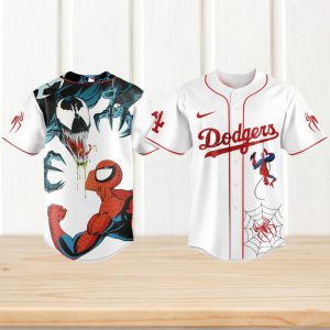 LA Dodgers Spider Man vs Venom Mashup Baseball Jersey