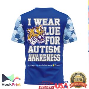LSU Tigers Autism Awareness Support 2026 Blue Ribbon Puzzle Fans T Shirt