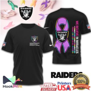 Las Vegas Raiders Crucial Catch Intercept Cancer We Believe In Miracles T Shirt