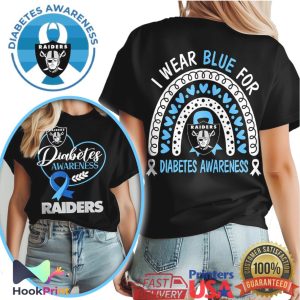 Las Vegas Raiders Diabetes Awareness I Wear Blue For Raiders Support T Shirt