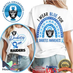 Las Vegas Raiders Diabetes Awareness I Wear Blue For Raiders Support T Shirt
