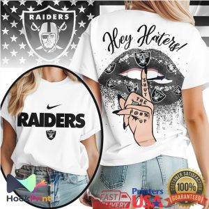 Las Vegas Raiders Hey Haters Shut Up Glitter Lips Nike Logo T Shirt