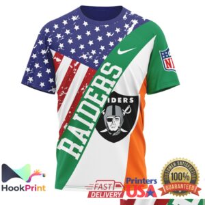 Las Vegas Raiders Irish America St Patrick's Day NFL Football Fans Green Vintage T Shirt