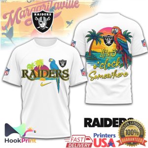 Las Vegas Raiders It's 5 O'Clock Somewhere Tropical Parrot NFL T Shirt