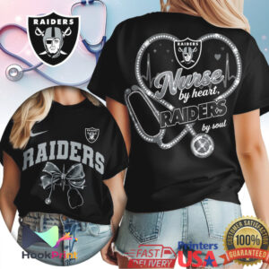 Las Vegas Raiders Nurse By Heart NFL Football Fan WoMedical Professional T Shirt Las Vegas Raiders Nurse By Heart NFL Football Fan WoMedical Professional T Shirt