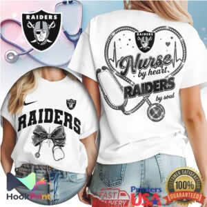 Las Vegas Raiders Nurse By Heart NFL Football Fan WoMedical Professional T Shirt