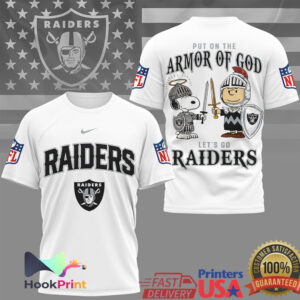 Las Vegas Raiders Peanuts Snoopy Put On The Armor Of God 2026 Vintage Fans T Shirt Las Vegas Raiders Peanuts Snoopy Put On The Armor Of God 2026 Vintage Fans T Shirt