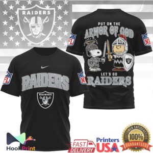 Las Vegas Raiders Peanuts Snoopy Put On The Armor Of God 2026 Vintage Fans T Shirt