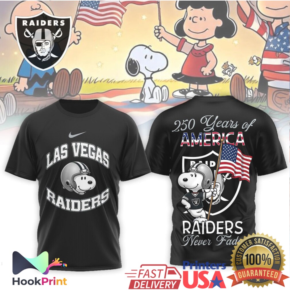 Las Vegas Raiders Snoopy 250 Years of America Patriotic T Shirt Las Vegas Raiders Snoopy 250 Years of America Patriotic T Shirt