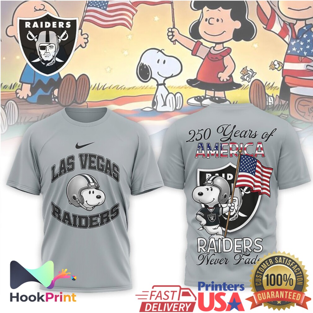 Las Vegas Raiders Snoopy 250 Years of America Patriotic T Shirt Las Vegas Raiders Snoopy 250 Years of America Patriotic T Shirt