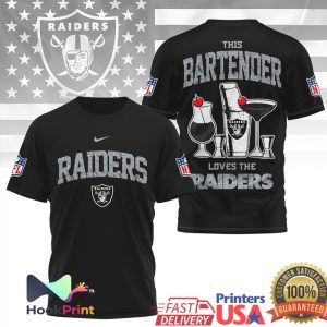 Las Vegas Raiders This Bartender Loves The Raiders NFL Silver and Black Bar T Shirt Las Vegas Raiders This Bartender Loves The Raiders NFL Silver and Black Bar T Shirt