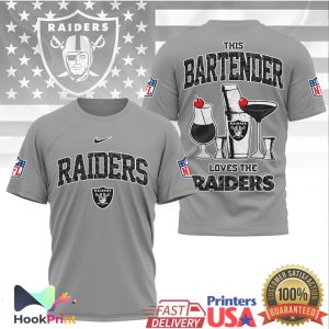 Las Vegas Raiders This Bartender Loves The Raiders NFL Silver and Black Bar T Shirt