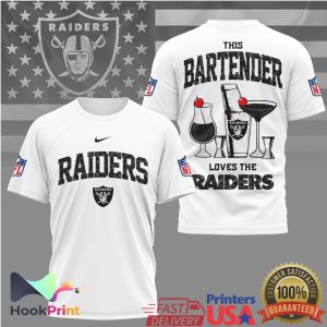 Las Vegas Raiders This Bartender Loves The Raiders NFL Silver and Black Bar T Shirt