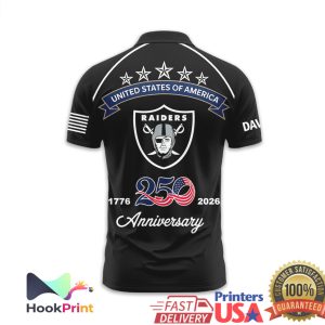 Las Vegas Raiders USA 250th Anniversary 1776 2026 Custom Name Polo Shirt