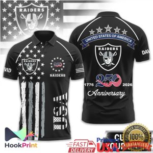 Las Vegas Raiders USA 250th Anniversary 1776 2026 Custom Name Polo Shirt