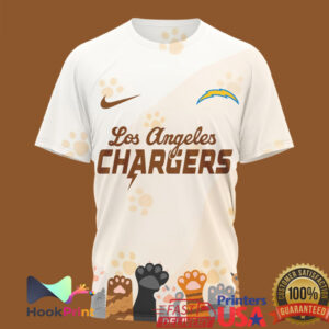 Los Angeles Chargers International Cat Day Paw Prints 2026 Retro Style Men Women Fans T Shirt