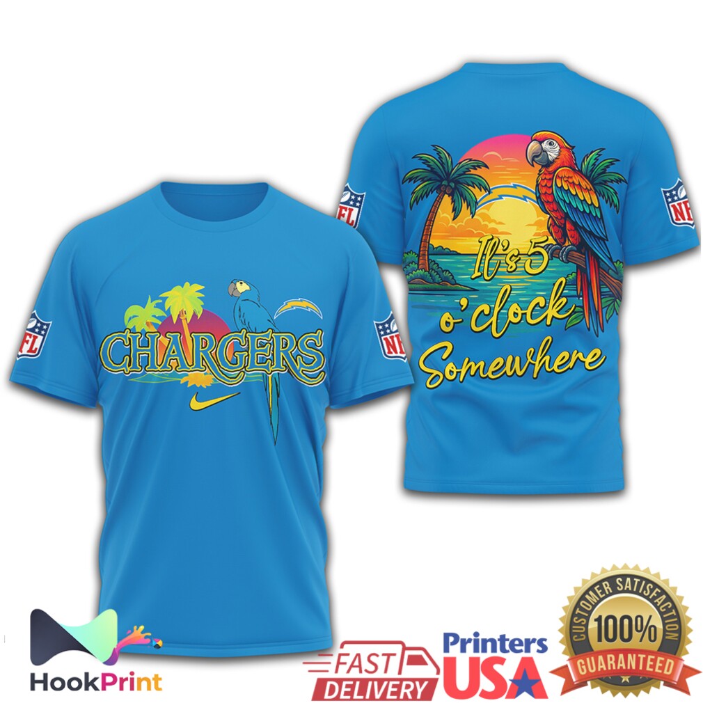 Los Angeles Chargers Margaritaville Parrot Sunset NFL Tropical T Shirt Los Angeles Chargers Margaritaville Parrot Sunset NFL Tropical T Shirt