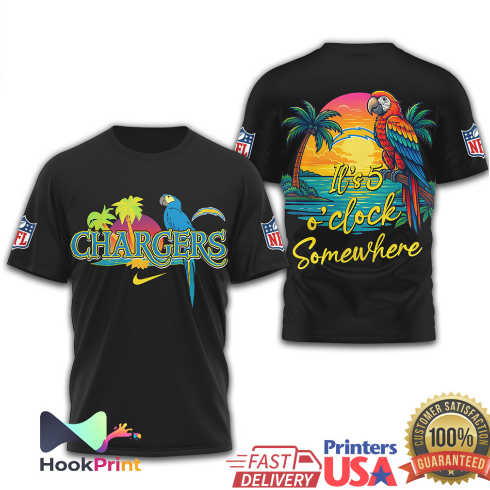 Los Angeles Chargers Margaritaville Parrot Sunset NFL Tropical T Shirt Los Angeles Chargers Margaritaville Parrot Sunset NFL Tropical T Shirt
