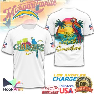 Los Angeles Chargers Margaritaville Parrot Sunset NFL Tropical T Shirt