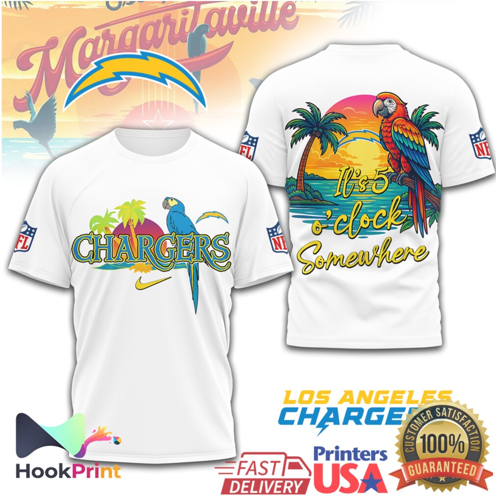 Los Angeles Chargers Margaritaville Parrot Sunset NFL Tropical T Shirt Los Angeles Chargers Margaritaville Parrot Sunset NFL Tropical T Shirt