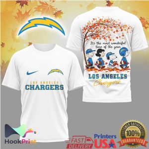 Los Angeles Chargers Peanuts Snoopy Fall Season Graphic T Shirt