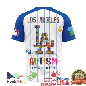 Los Angeles Dodgers Autism Awareness Pinstripe Baseball T Shirt