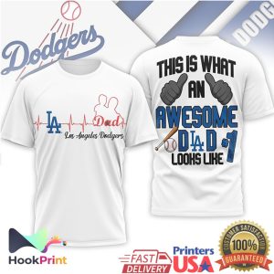 Los Angeles Dodgers Awesome Dad #1 Baseball Heartbeat T Shirt