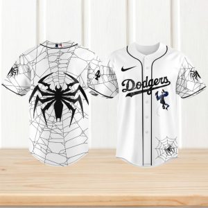 Los Angeles Dodgers Spider Man White Web Baseball Jersey
