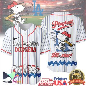 Los Angeles Dodgers vs NY Mets Snoopy Peanuts All Star Baseball Jersey