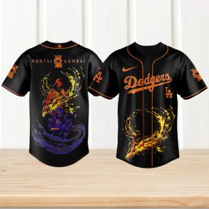 Los Angeles Dodgers x Mortal Kombat Scorpion & Sub Zero Black & Orange Baseball Jersey