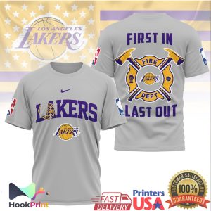 Los Angeles Lakers Firefighter First In Last Out NBA Basketball T Shirt