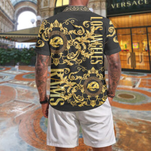 Los Angeles Rams Luxury Gold Floral Baroque Print Summer Fashion For T Shirt