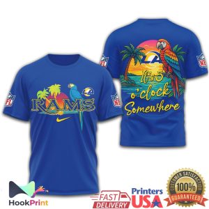 Los Angeles Rams Margaritaville Tropical Palm Tree NFL Graphic T Shirt Los Angeles Rams Margaritaville Tropical Palm Tree NFL Graphic T Shirt