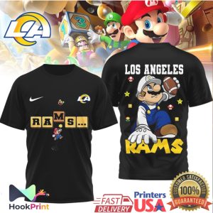 Los Angeles Rams Mario Bros Gamer Football Graphic T Shirt Los Angeles Rams Mario Bros Gamer Football Graphic T Shirt