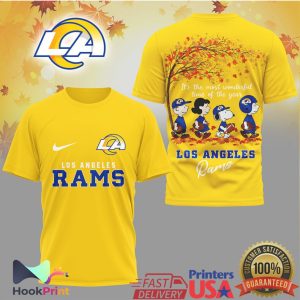 Los Angeles Rams Peanuts Gang Autumn Leaves Most Wonderful Time NFL T Shirt
