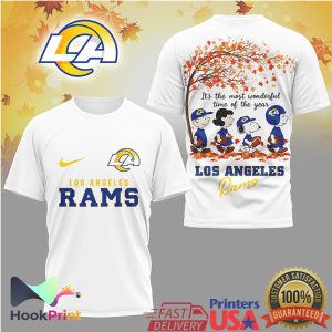 Los Angeles Rams Peanuts Gang Autumn Leaves Most Wonderful Time NFL T Shirt