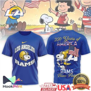 Los Angeles Rams Snoopy 250 Years of America Patriotic NFL T Shirt